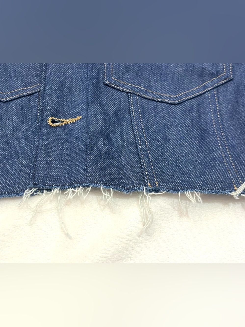 G-Star Raw Relaxed Cropped Cutoff Indigo Dark Blue Raw Denim Women’s Jacket - Picture 16 of 16